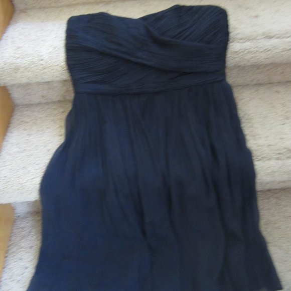 J CREW STRAPLESS DARK BLUE SILK MINI DRESS SIZE 12 - Picture 2 of 8